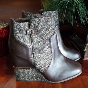 Tory Burch Tweed Wedge Booties